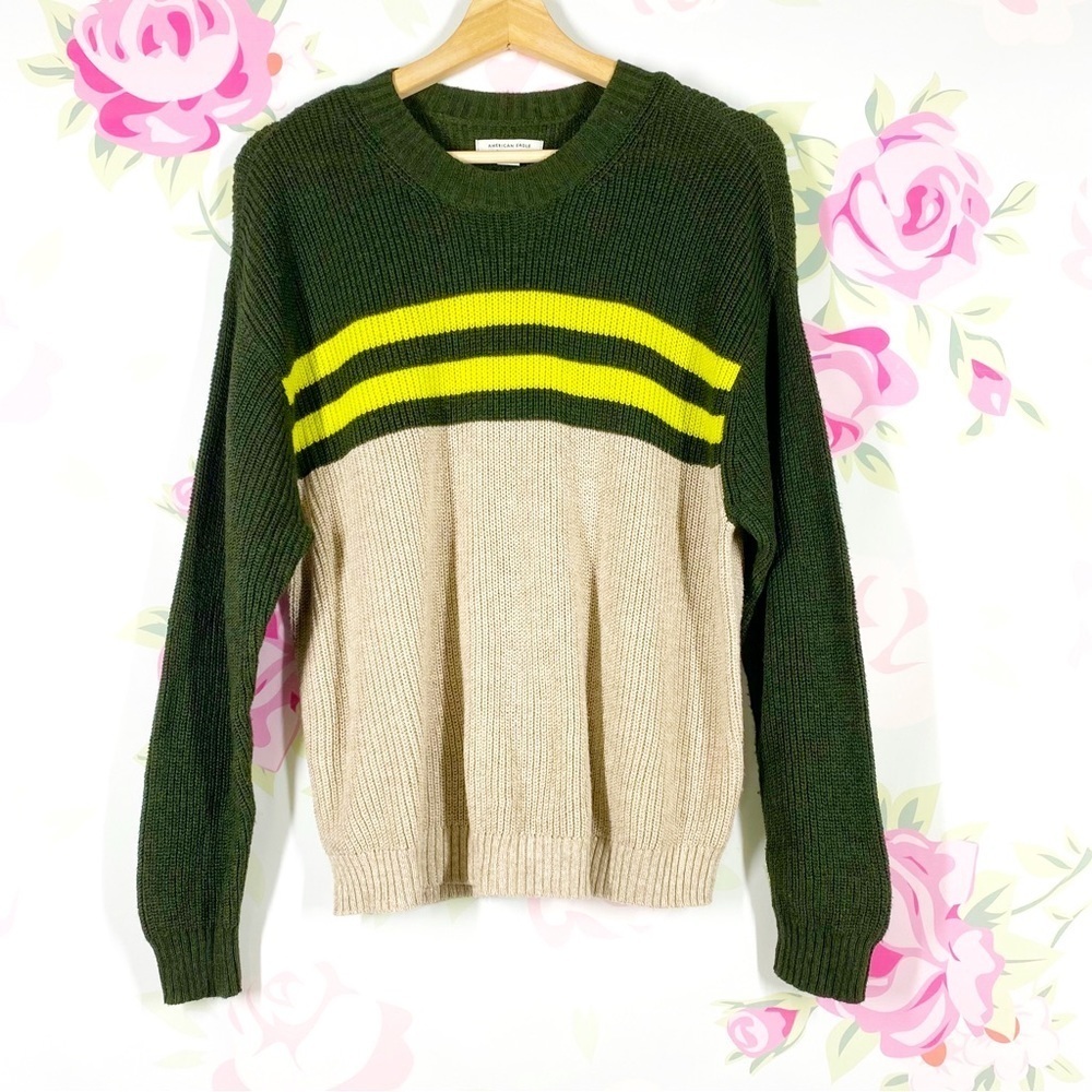American Eagle Outfitters AEO Knit Sweater M Green Crew Neck Long Sleeves